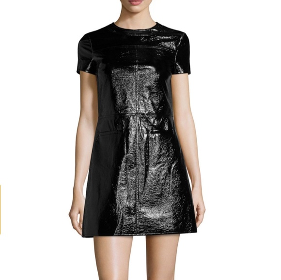 michael kors black leather dress